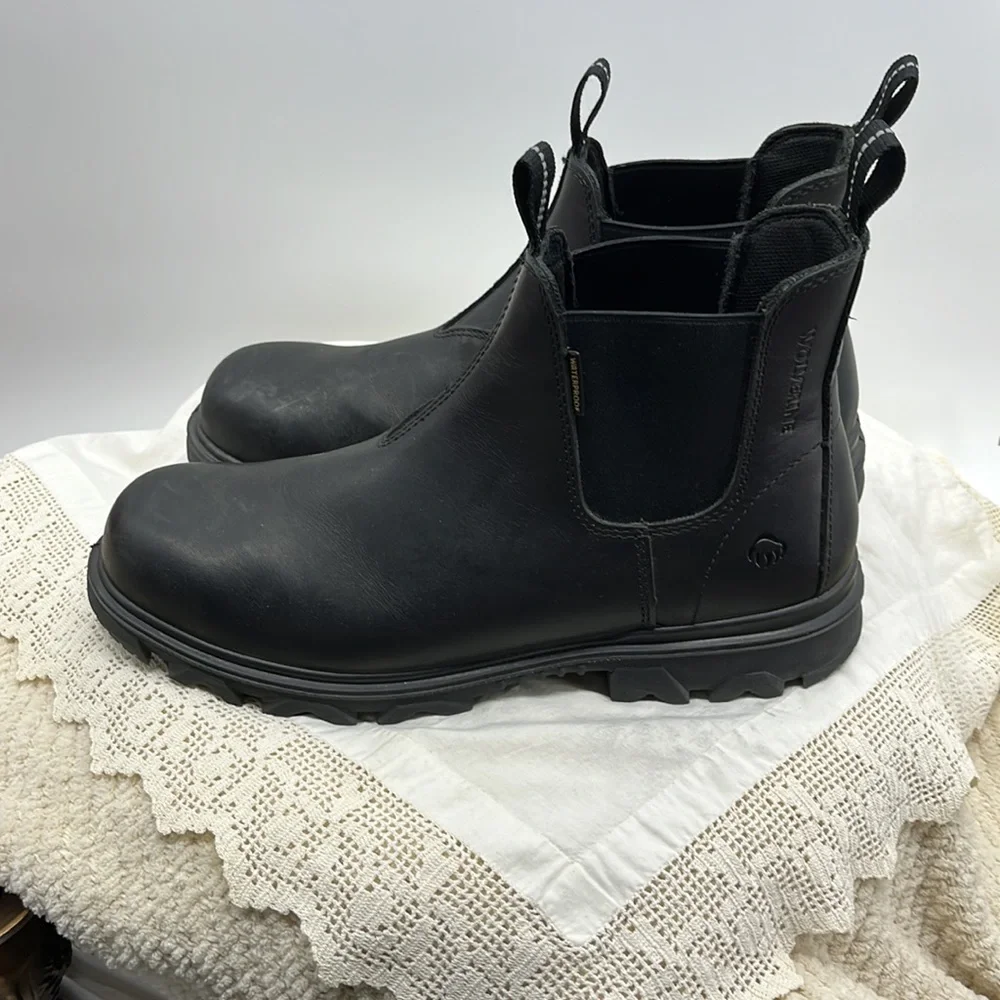 WOLVERINE Black Leather EPX Romeo Safety Toe boots, Size 12 - Picture 2 of 11